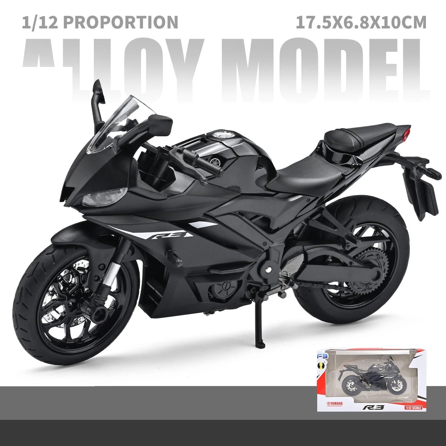 1:12 Yamaha YZF - R3 Diecast Alloy Motorcycle (Light & Sound) - FunCarScale