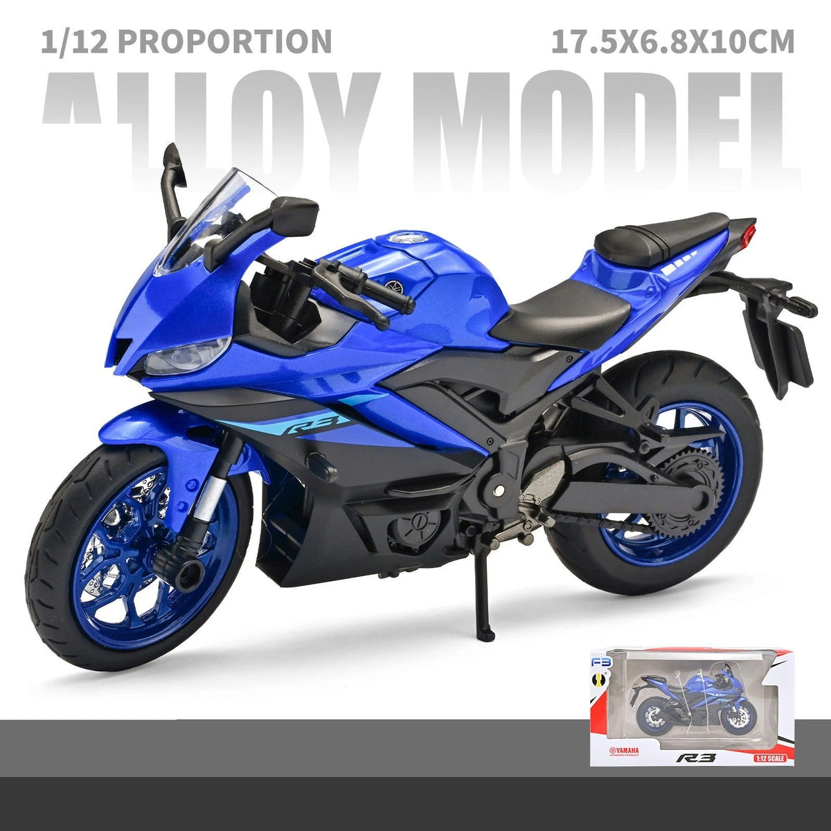 1:12 Yamaha YZF-R3 Diecast Alloy Motorcycle (Light & Sound) - product gallery image 10