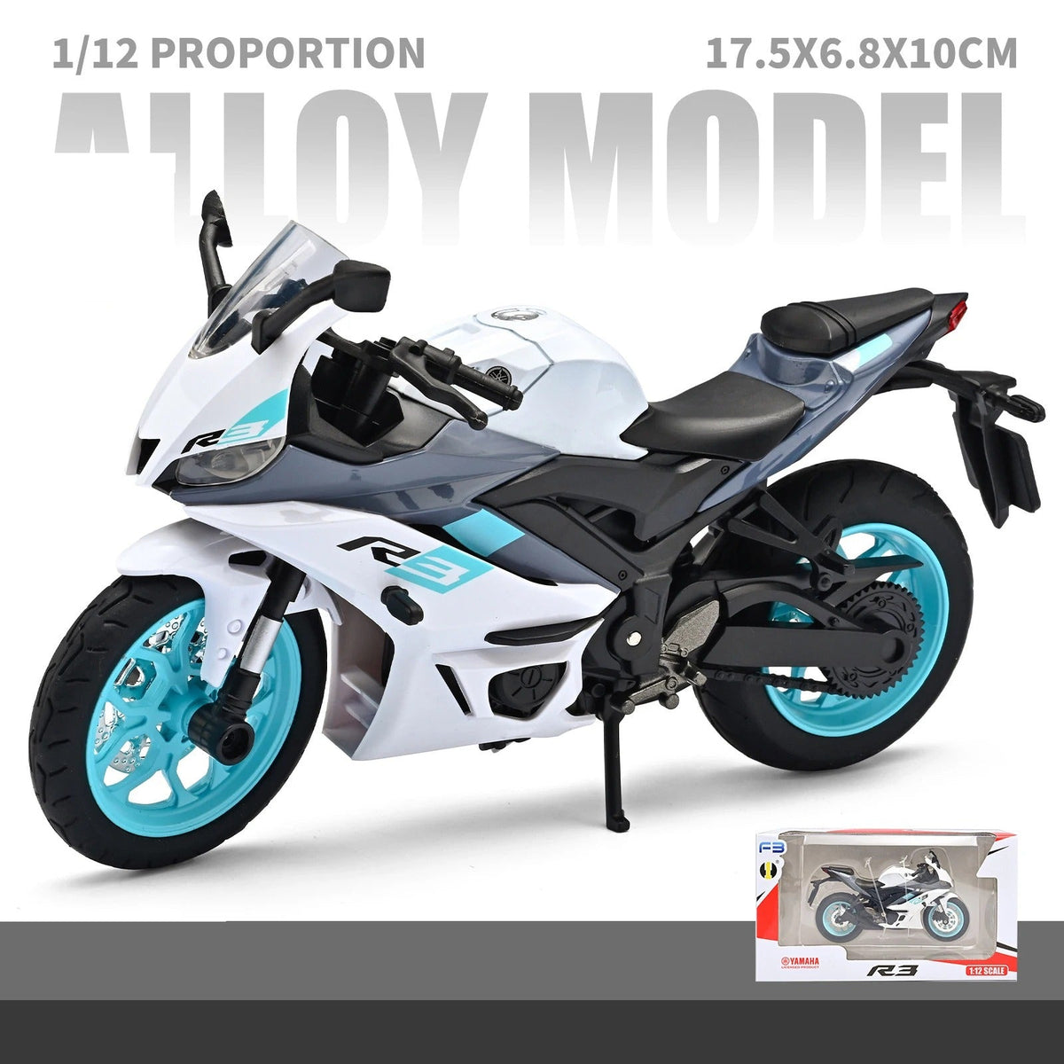 1:12 Yamaha YZF-R3 Diecast Alloy Motorcycle (Light & Sound) - product gallery image 11