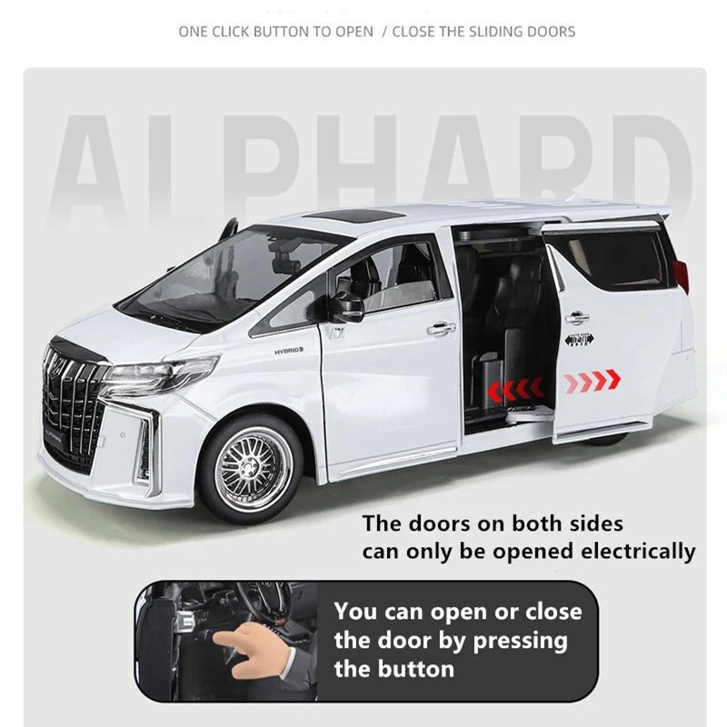 1:18 Toyota Alphard Alloy Diecast MPV Model w/ Sound & Lights - FunCarScale