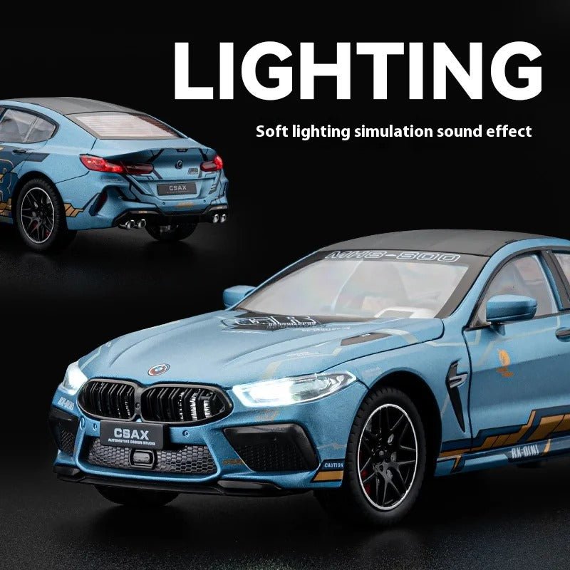 1:24 BMW M8 MH8 Diecast Supercar with Lights & Sound - FunCarScale