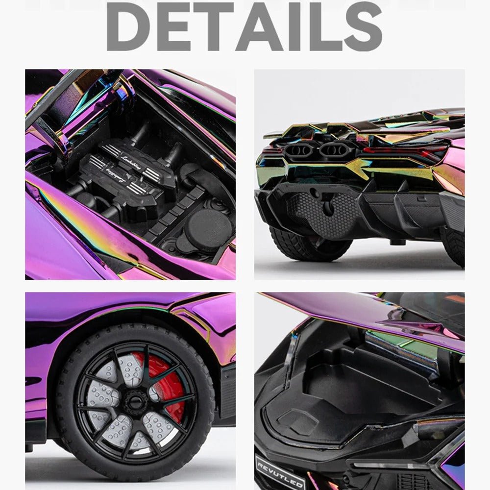 1/24 Lamborghini Revuelto Diecast Car (Spray Plating) w/ Water Spray & Fog - FunCarScale