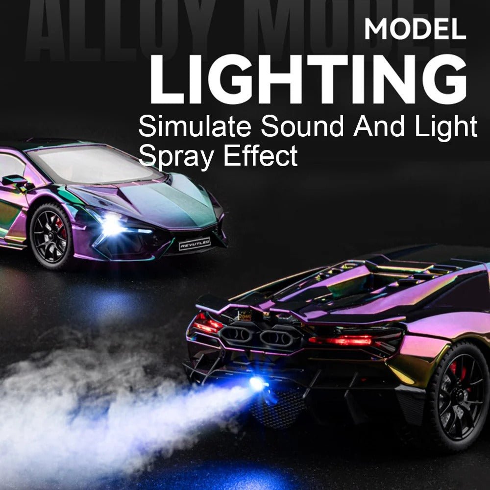 1/24 Lamborghini Revuelto Diecast Car (Spray Plating) w/ Water Spray & Fog - FunCarScale