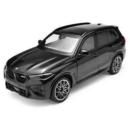 1:24 BMW X5 M diecast model - black complete front three-quarter view