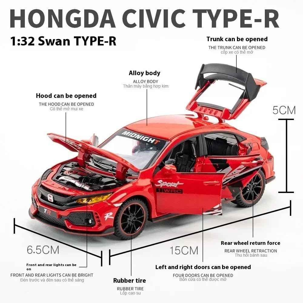 1/32 Honda Civic Type R Modified Diecast Car Model - FunCarScale