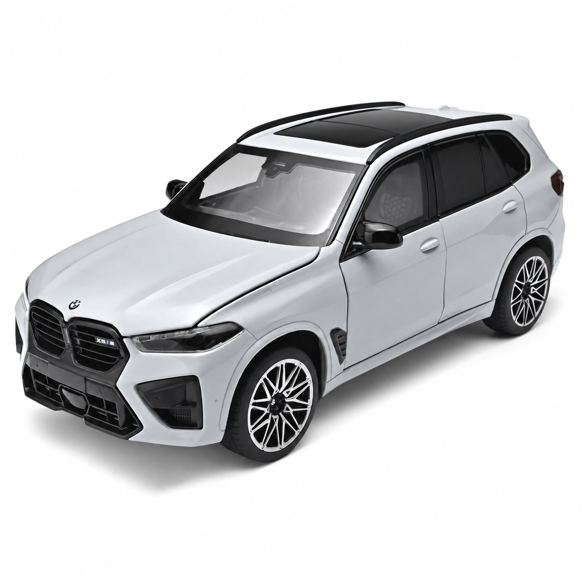 1:24 BMW X5 M diecast model - silver complete front three-quarter view