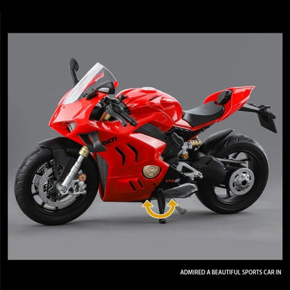 1/9 Ducati Panigale V4S Alloy Diecast Motorcycle Model with Light - FunCarScale
