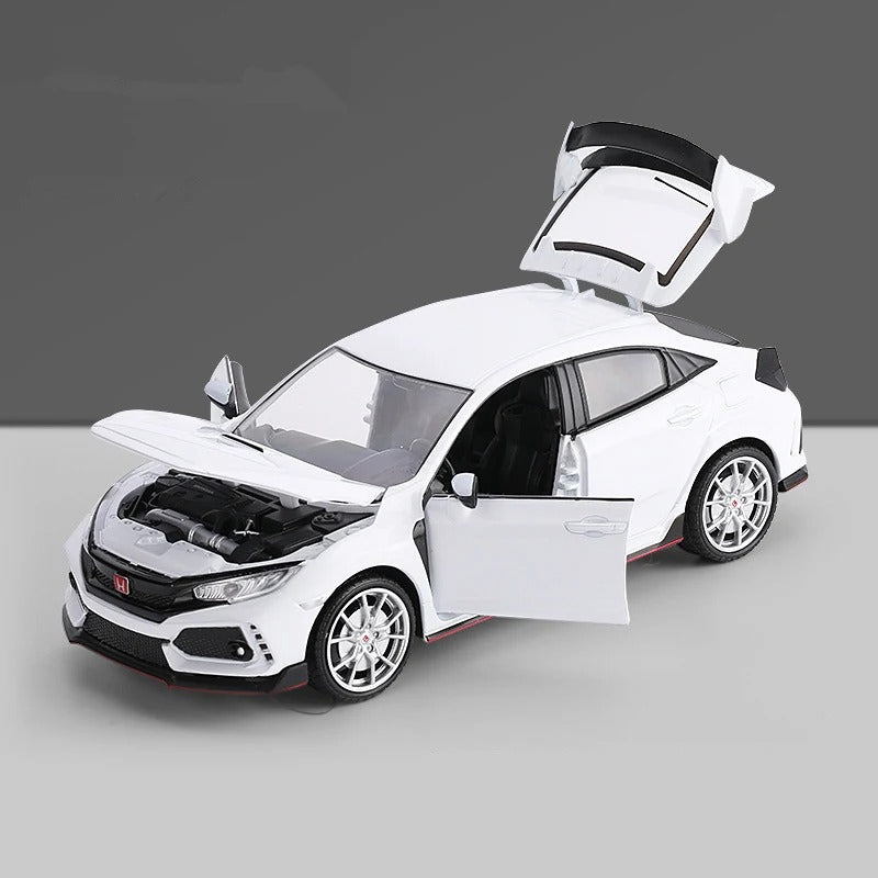 1:24 Honda Civic Type R diecast model - white complete view
