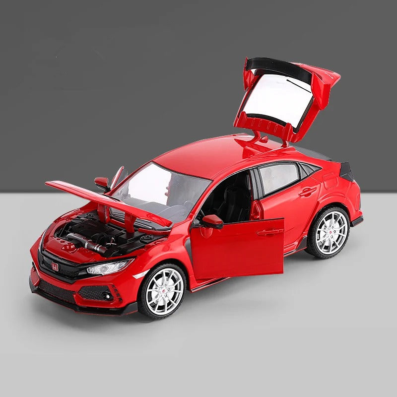1:24 Honda Civic Type R diecast model - red complete view