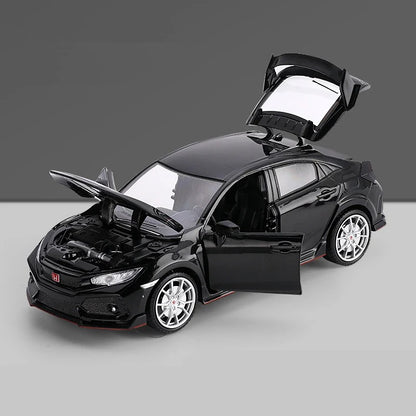 1:24 Honda Civic Type R diecast model - black complete view