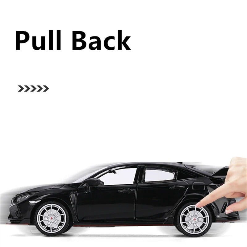 1:24 Honda Civic Type R diecast model - pull-back demonstration