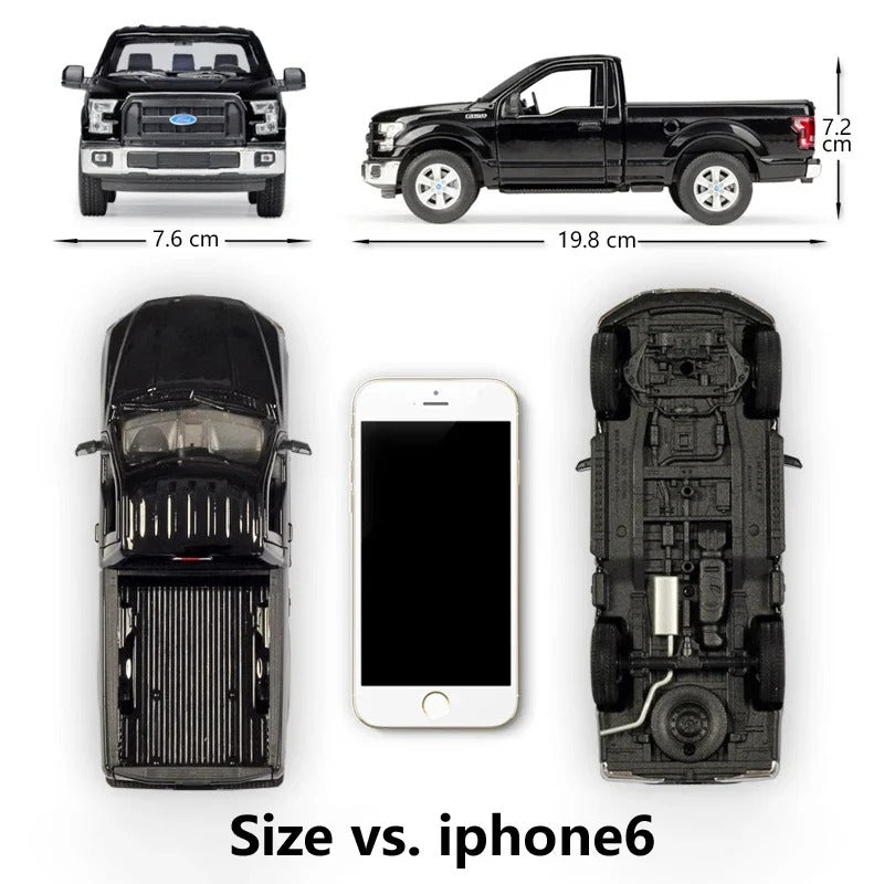1:24 2015 Ford F-150 Regular Cab - Supplier dimensions and front, side, top and underside views