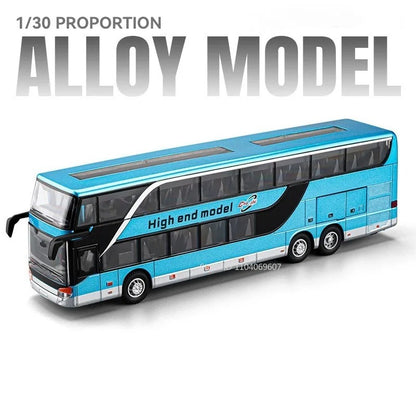 1:30 Coach Bus – Tour & Double-Decker Editions Diecast Model - Blue Double-Decker