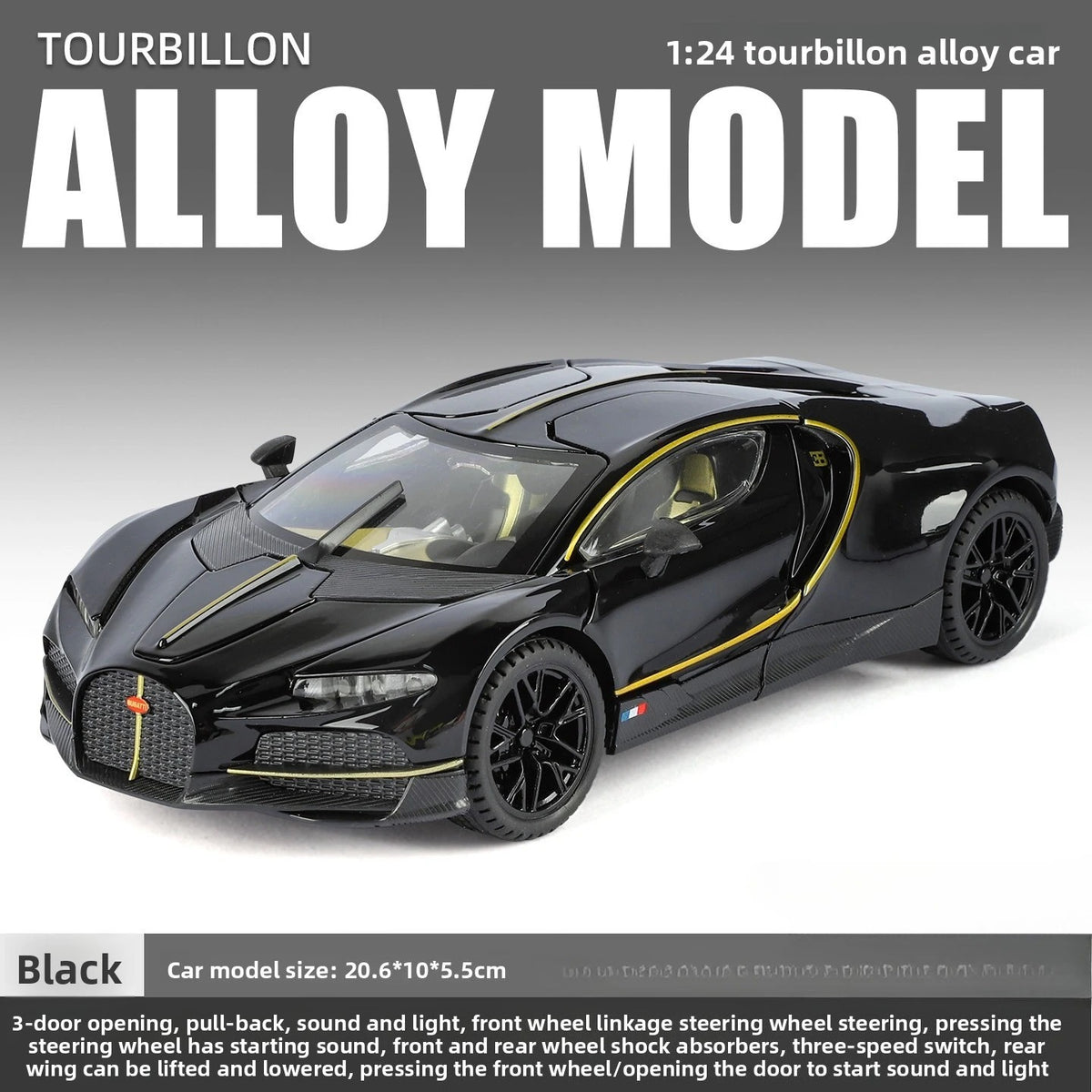 1:24 Bugatti Tourbillon Diecast Model - Black