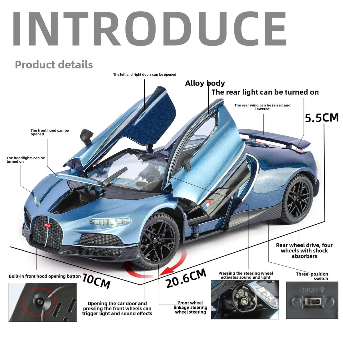 1:24 Bugatti Tourbillon Diecast Model - details