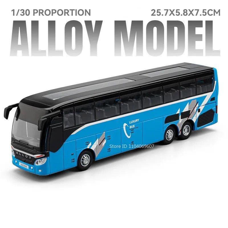 1:30 Coach Bus – Tour & Double-Decker Editions Diecast Model - Blue Tour Bus