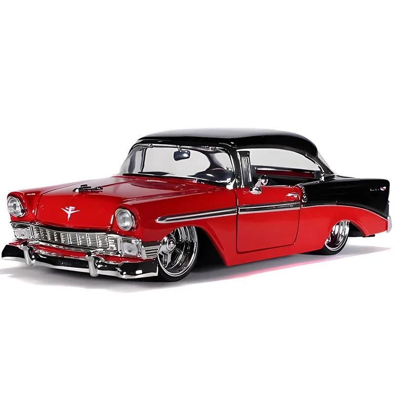 1:24 1956 Chevrolet Bel Air Diecast Model Car — Red and Black