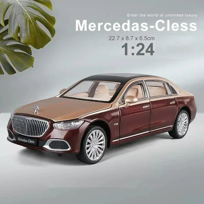 1:24 Mercedes-Maybach S680 Diecast Model - Burgundy / Gold