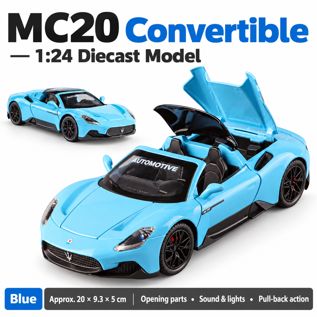 1:24 Maserati MC20 Convertible Diecast Model - Blue