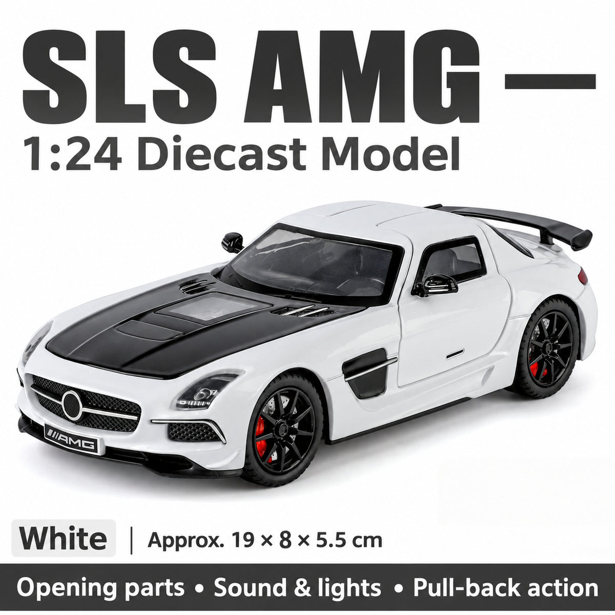1:24 Mercedes-Benz SLS AMG Modified Diecast Model - White