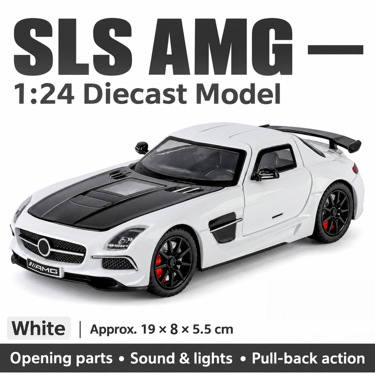1:24 Mercedes-Benz SLS AMG Modified Diecast Model - White