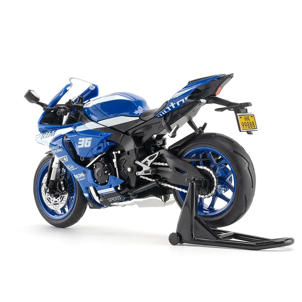 1:12 Yamaha R1M Alloy Diecast Motorcycle Model - Light, Sound, Shock Absorption - product gallery image 6