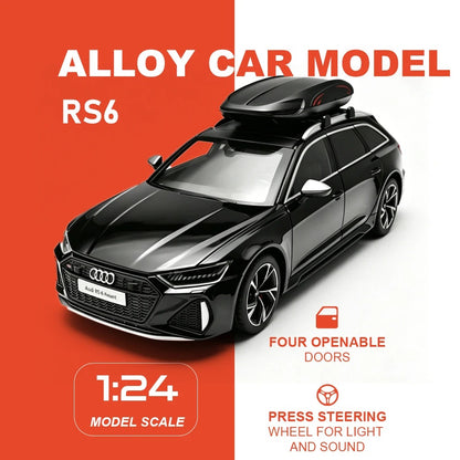 1:24 Audi RS6 Avant Alloy Diecast Model Car - Steering, Sound & Light