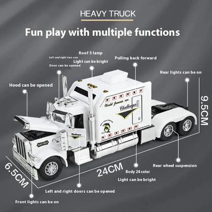 1:24 Peterbilt 389 Diecast Alloy Truck – Lights, Sound & Pull-Back Action
