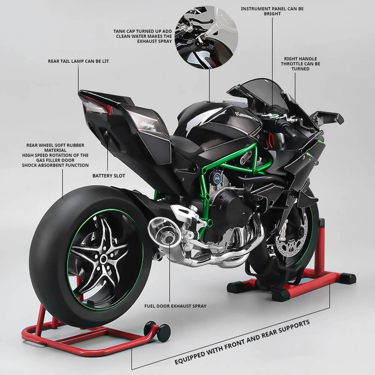 1:6 Kawasaki H2R Ultimate Collector's Edition - Bootable Engine Sound & Mist Spray
