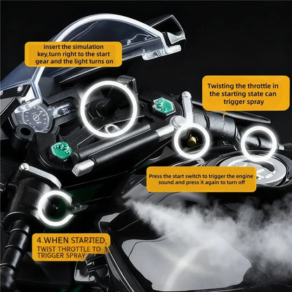 Kawasaki H2R Spray 1:9 Diecast Motorcycle Model with Sound & Lights