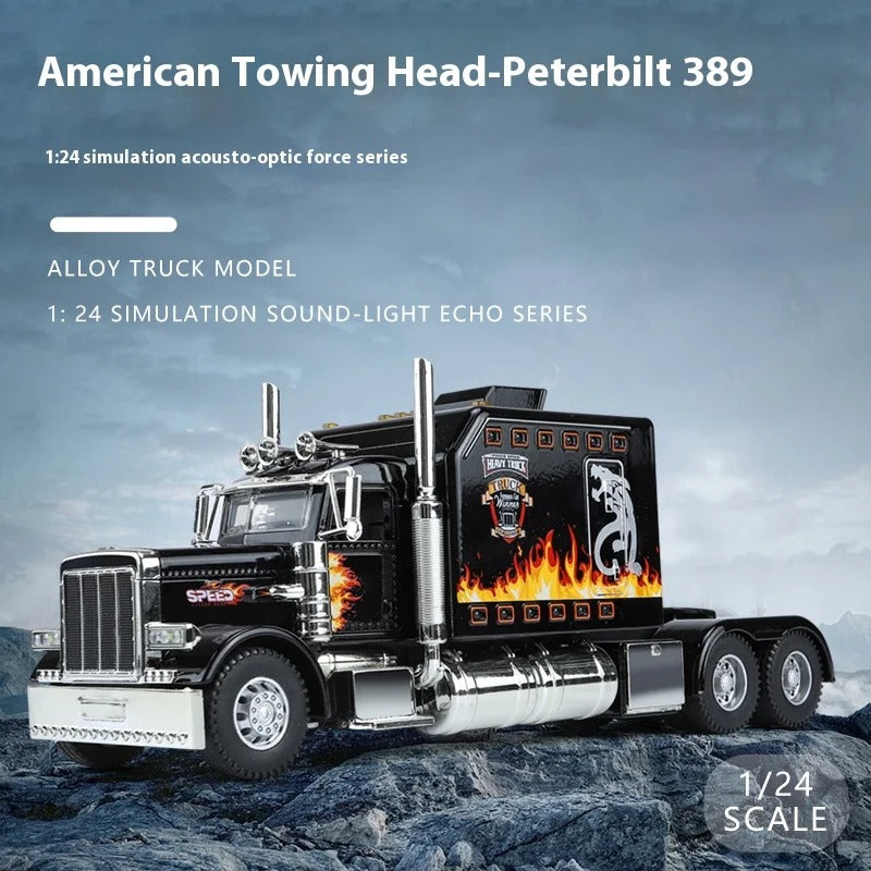1:24 Peterbilt 389 Diecast Alloy Truck – Lights, Sound & Pull-Back Action