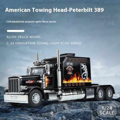 1:24 Peterbilt 389 Diecast Alloy Truck – Lights, Sound & Pull-Back Action
