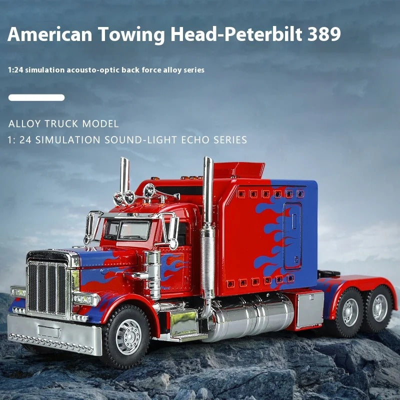 1:24 Peterbilt 389 Diecast Alloy Truck – Lights, Sound & Pull-Back Action