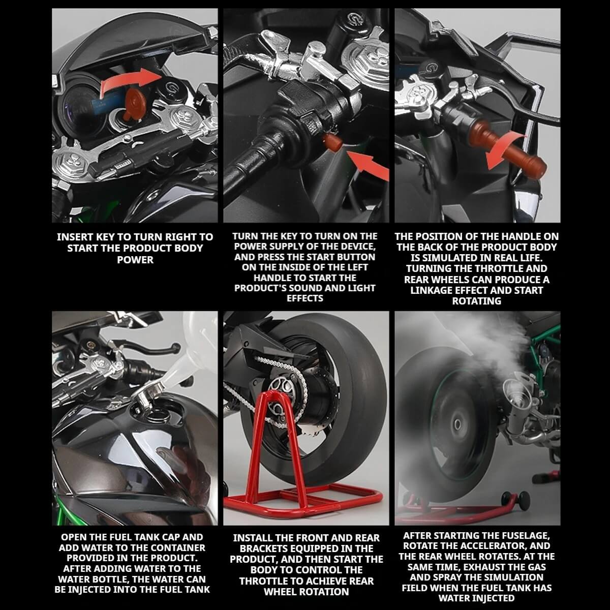 1:6 Kawasaki H2R Ultimate Collector's Edition - Bootable Engine Sound & Mist Spray