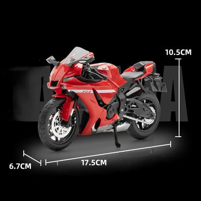 1:12 Yamaha R1M Alloy Diecast Motorcycle Model - Light, Sound, Shock Absorption