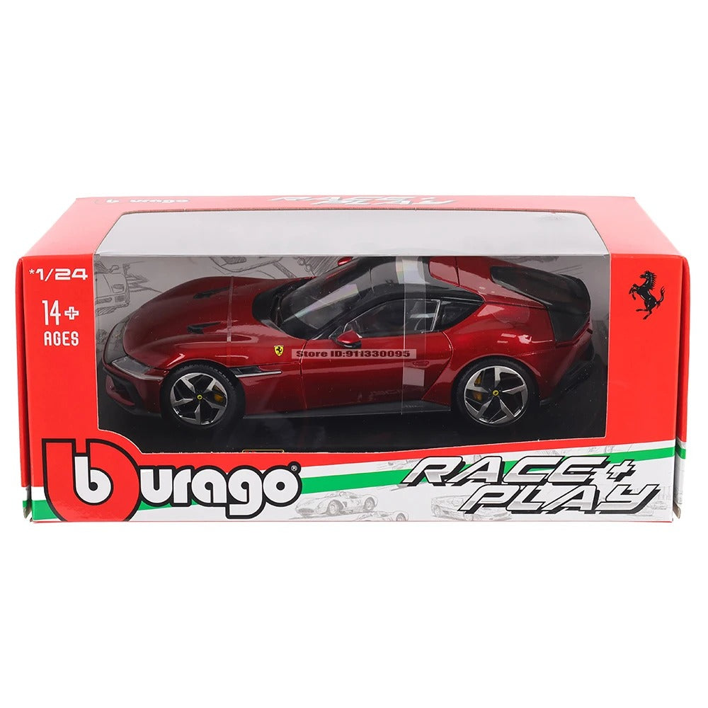 Bburago 1:24 Ferrari 12 Cilindri Diecast Model Car | 4-Door Opening Alloy Collectible | Red