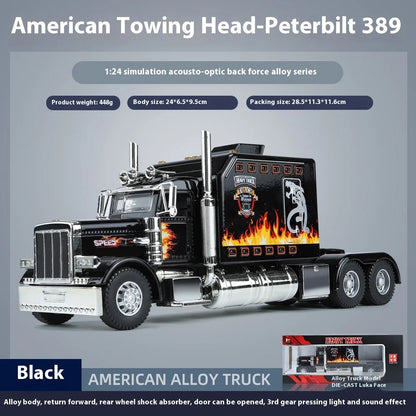 1:24 Peterbilt 389 Diecast Alloy Truck – Lights, Sound & Pull-Back Action