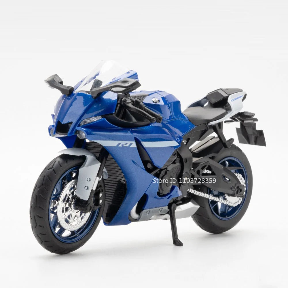 1:12 Yamaha R1M Alloy Diecast Motorcycle Model - Light, Sound, Shock Absorption