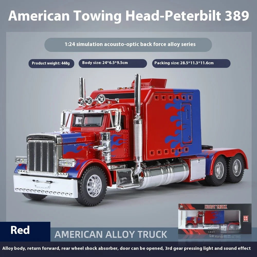 1:24 Peterbilt 389 Diecast Alloy Truck – Lights, Sound & Pull-Back Action