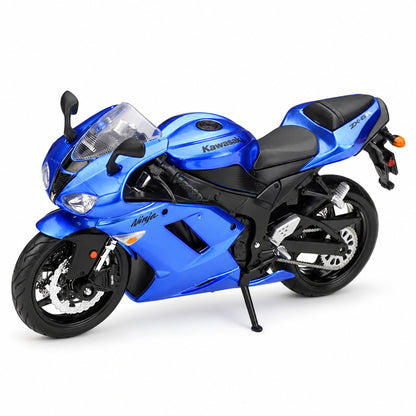 Maisto Kawasaki Ninja ZX-6R 1:12 diecast motorcycle model in Blue – left-facing front three-quarter view