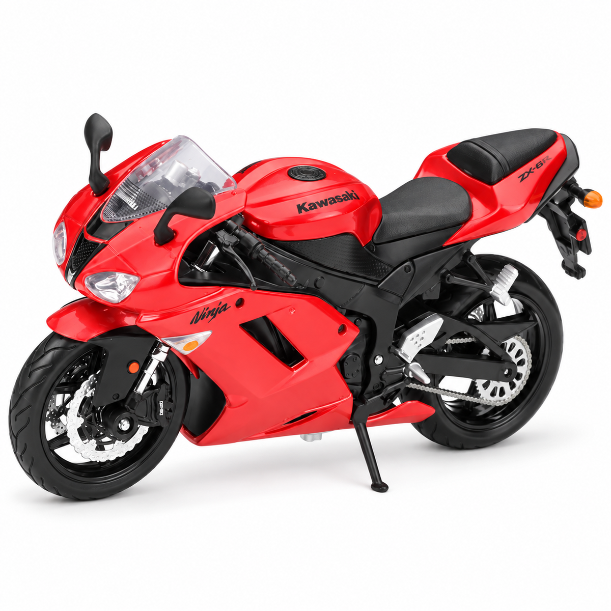 Maisto Kawasaki Ninja ZX-6R 1:12 diecast motorcycle model in Red – left-facing front three-quarter view